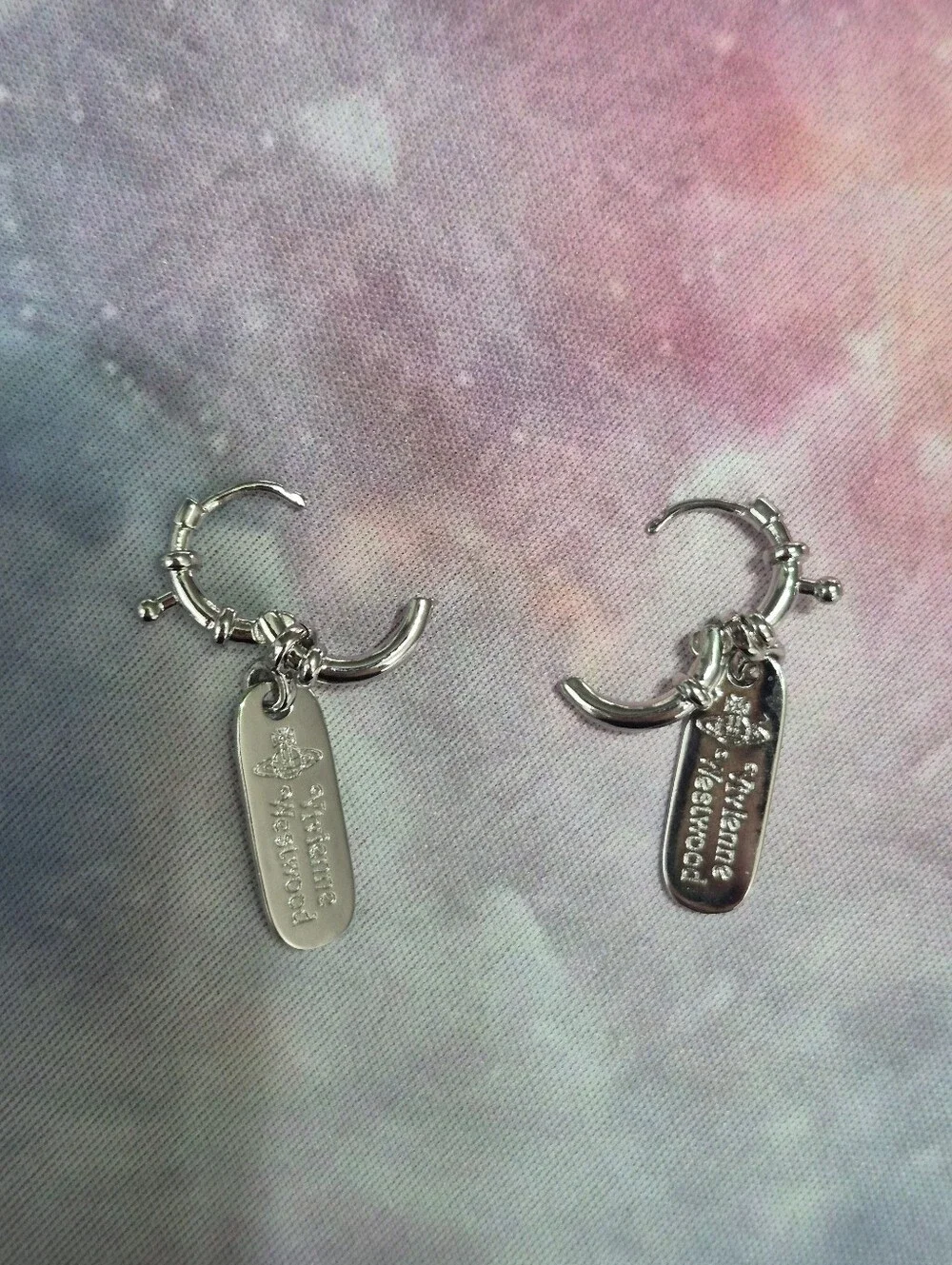 Vivienne Westwood Tag Huggie Hoop Earrings